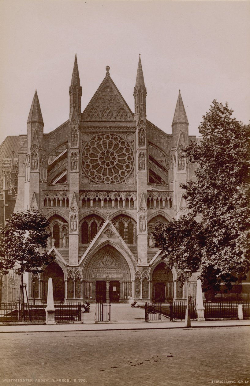 General view of the north porch of Westminster Abbey by English Photographer