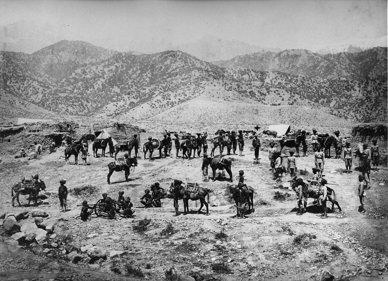 Native Mountain Battery, the Punjab Frontier Force in the Kuram Valley, 1878-80 by English Photographer