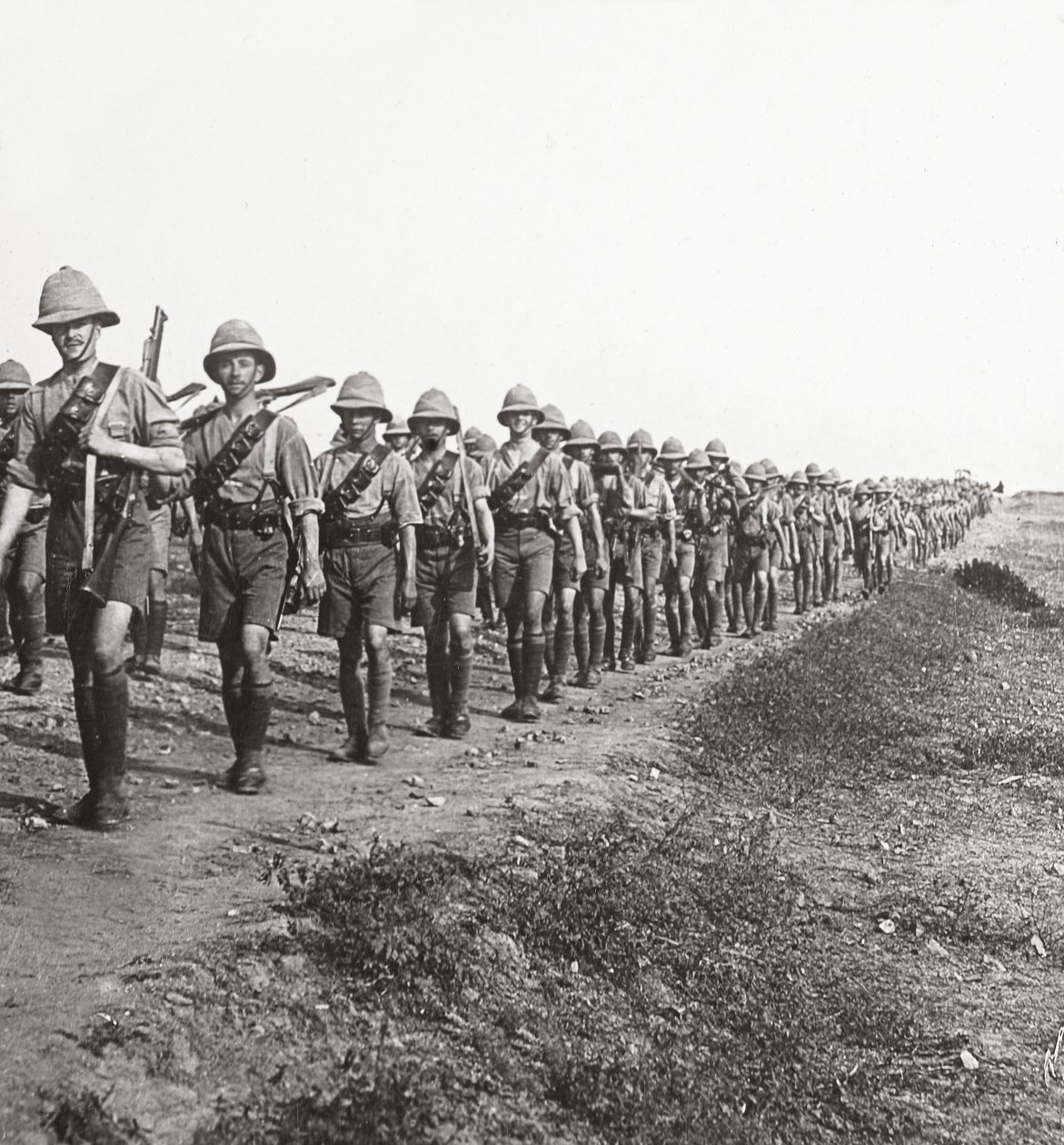 On the long march through torrid heat at Baghdad, 1917 by English Photographer