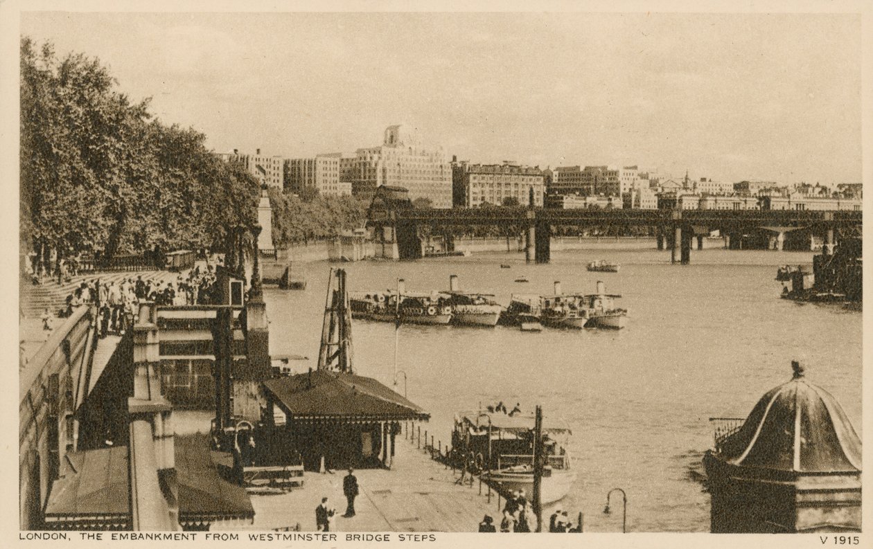 The Embankment from Westminster Bridge Steps, London by English Photographer