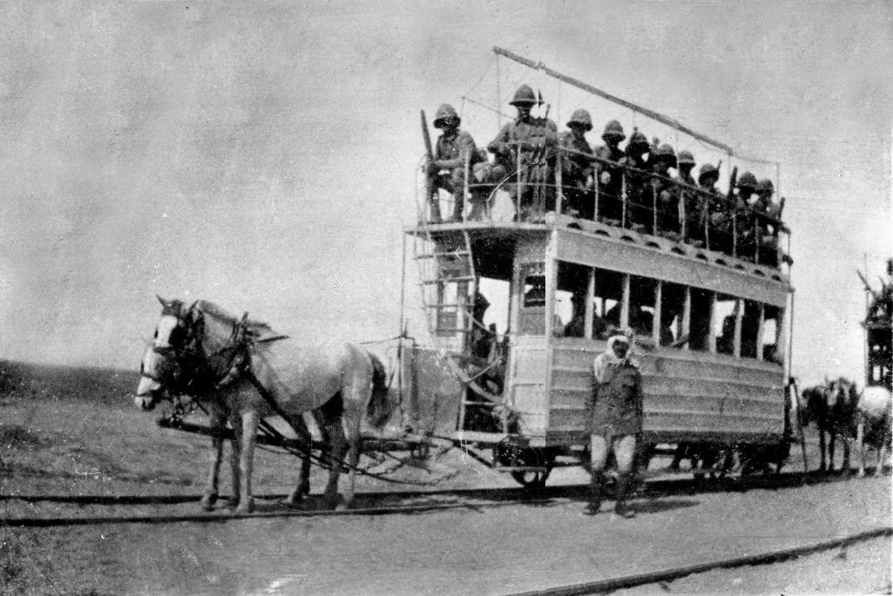 Tram pulled by horses, on the way to Kut by English Photographer