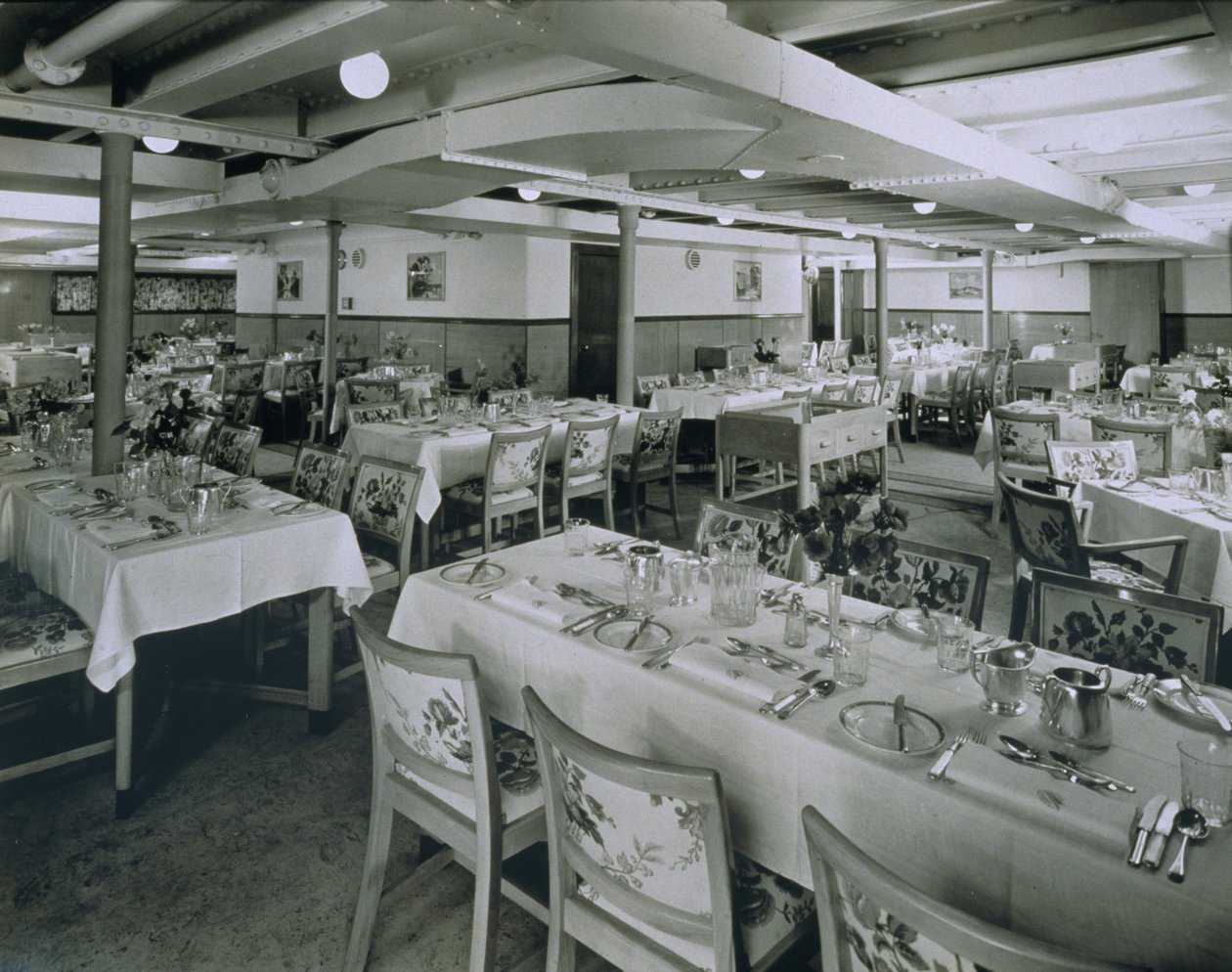 View of a dining room aboard a cruise ship by English Photographer