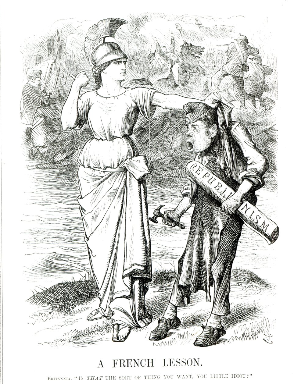 A French Lesson, cartoon from Punch magazine, April 8th 1871 by English School