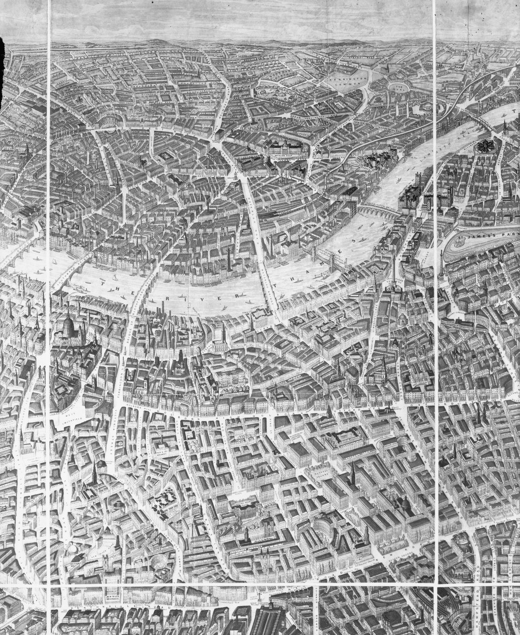 Balloon View of London by English School