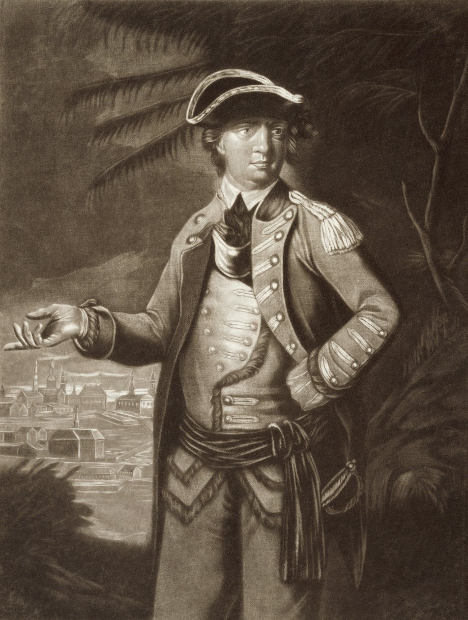 Benedict Arnold, after a portrait of 1766 with Quebec in the background by English School