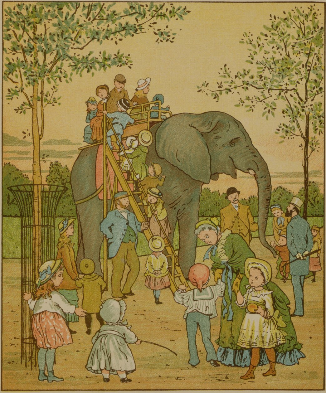 Children Riding on the Elephant by English School