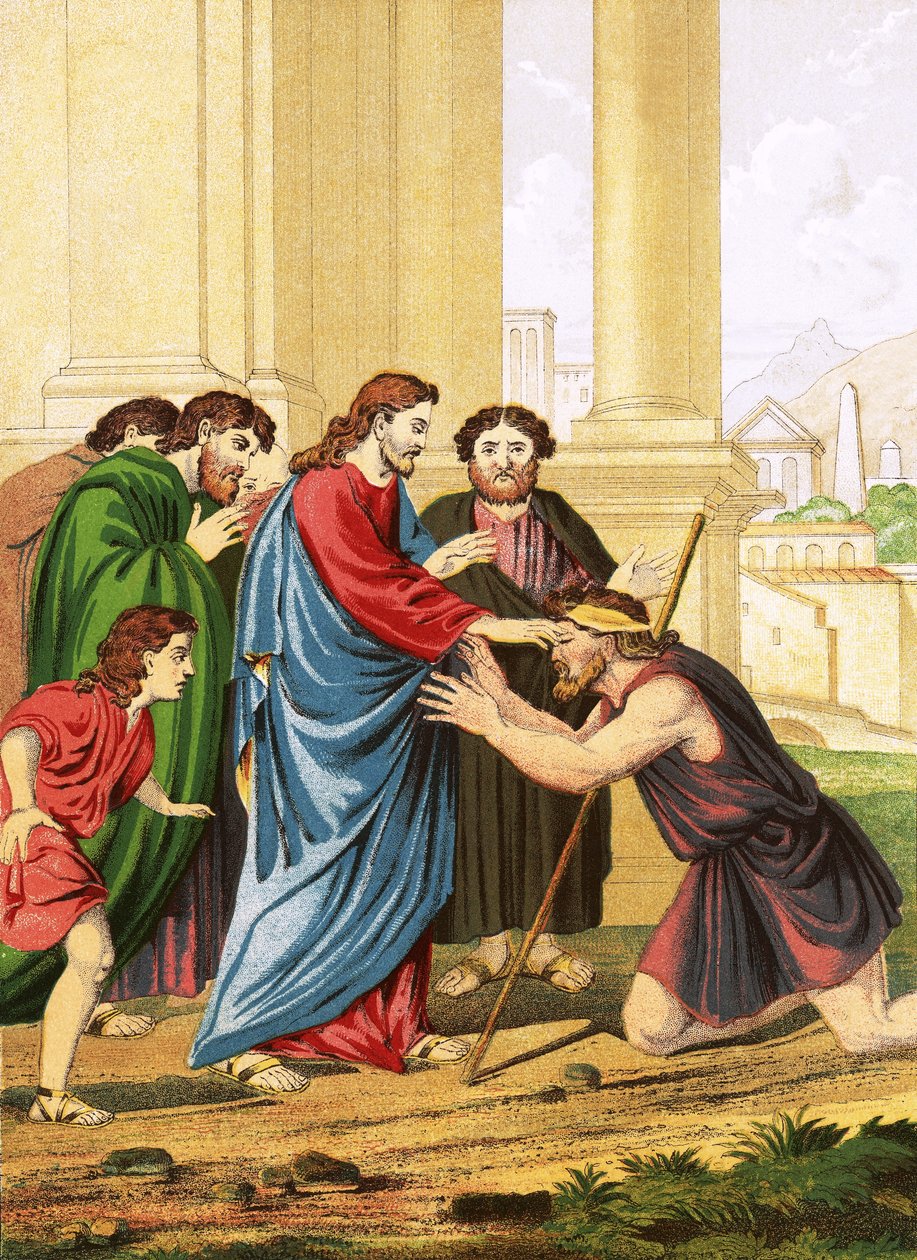 Christ Healing the Blind by English School