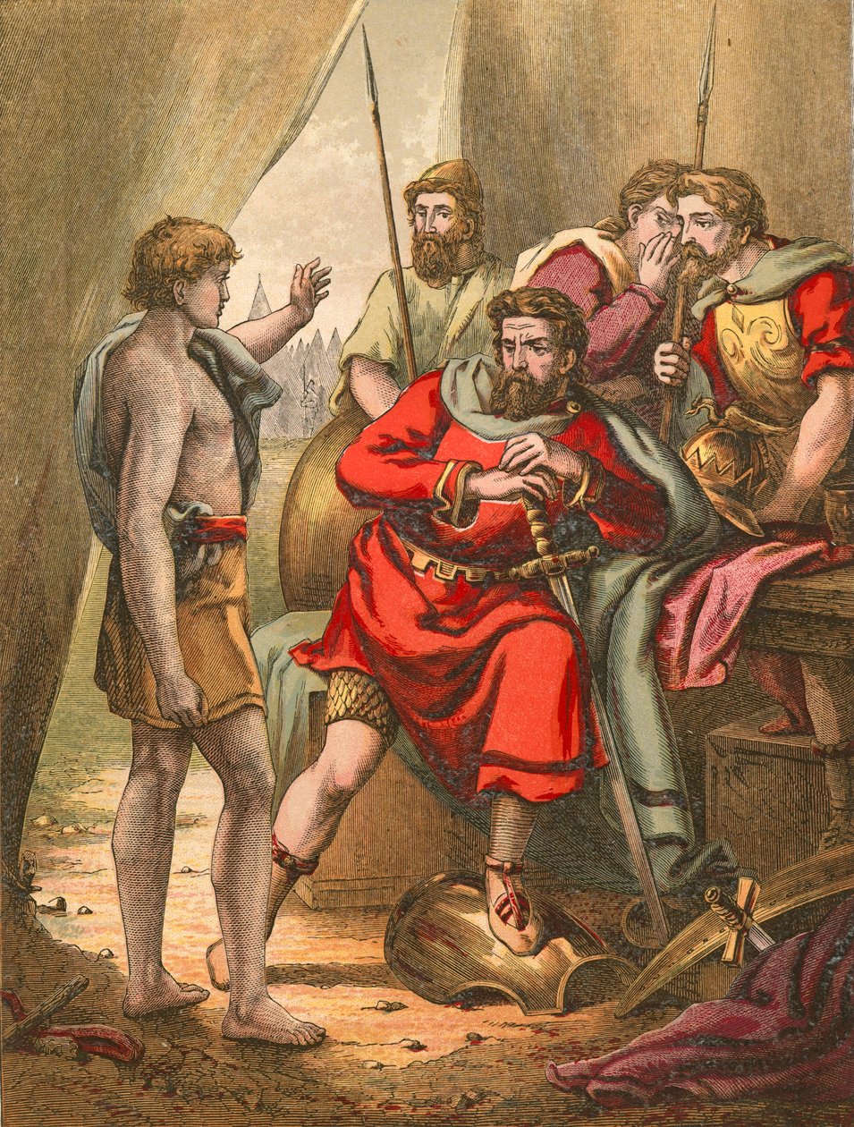 David in the Tent of Saul by English School