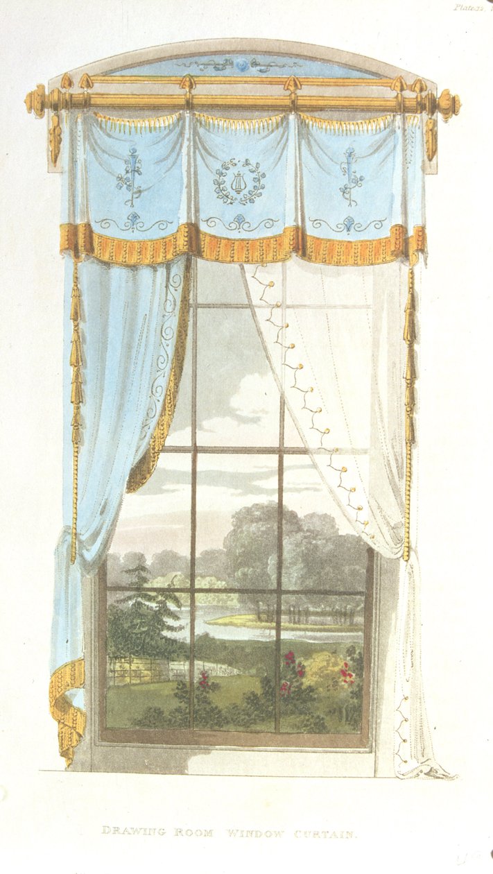 Drawing Room Window Curtain, Plate 72 from Ackermann