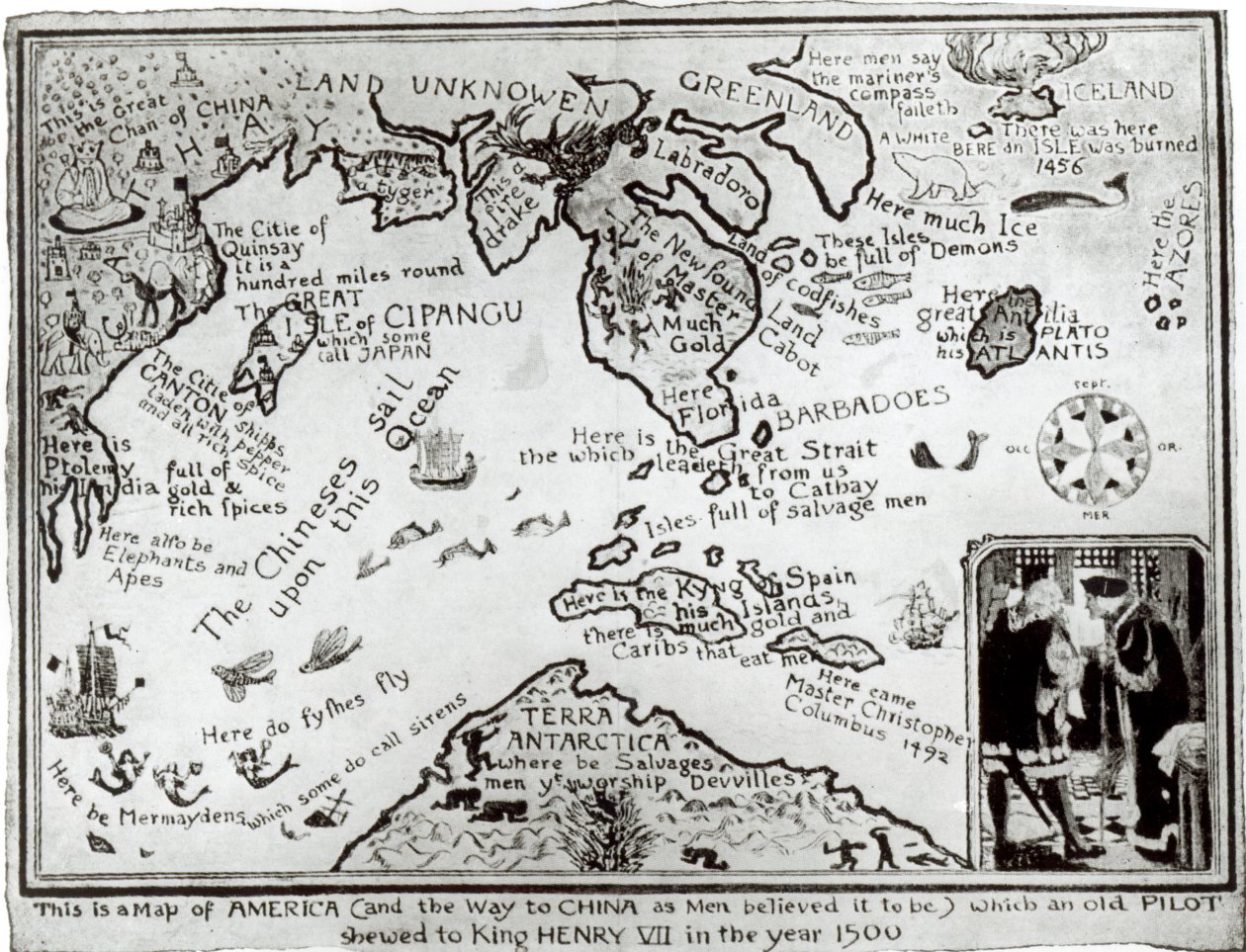 Map of America and Directions to China by English School