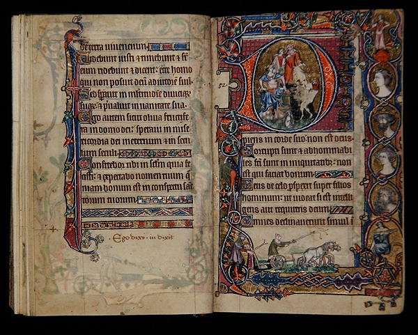 David and the Fool, historiated initial from the Macclesfield Psalter by English School