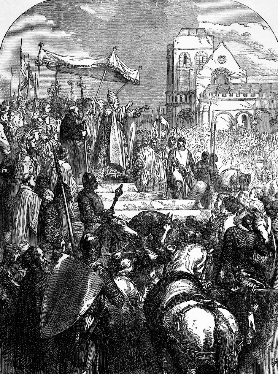 Pope Urban II Preaching the First Crusade in the Market Place of Clermont in 1095 by English School