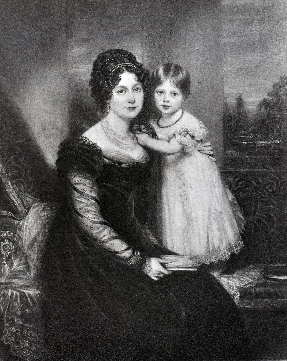 Queen Victoria as an infant with her mother the Duchess of Kent, c.1822 by English School