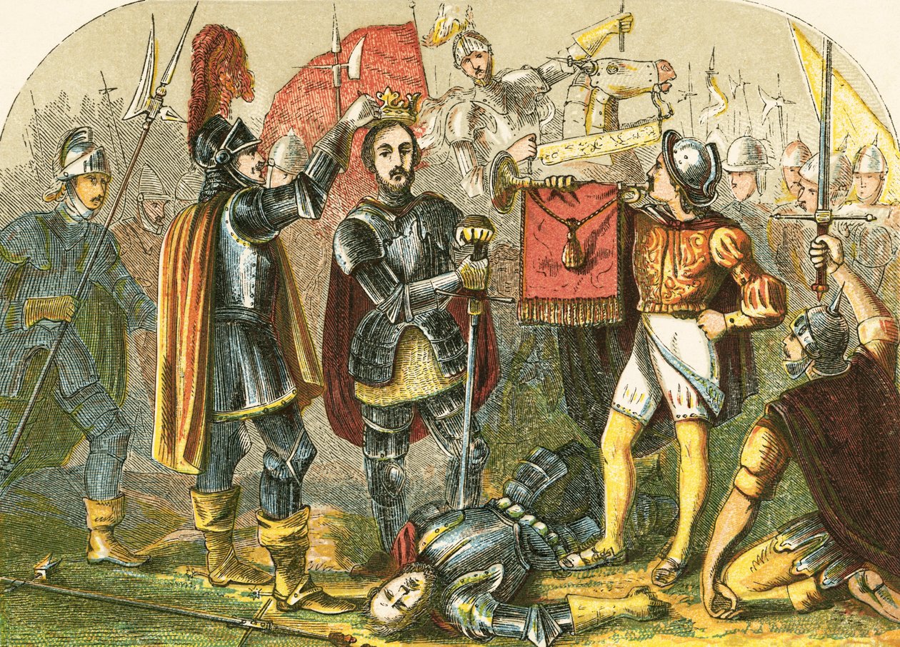 Richmond crowned after the battle of Bosworth Field by English School