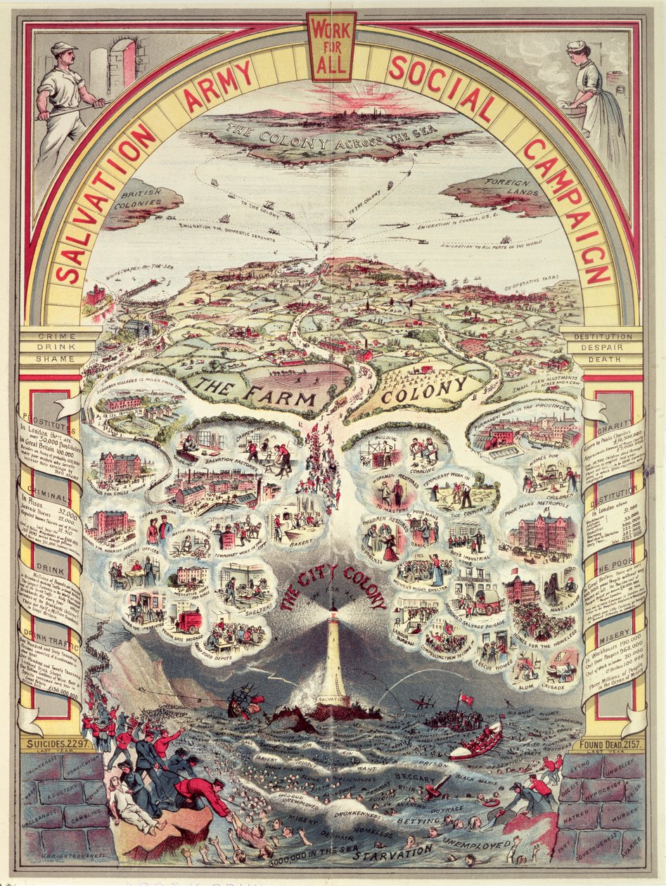 Salvation Army Social Campaign Propaganda Poster, London, c.1910 by English School