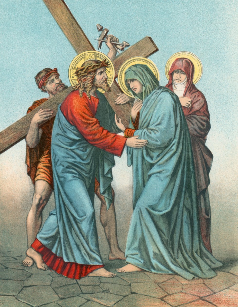 Station IV Jesus Carrying the Cross, Meets His Most Afflicted Mother by English School