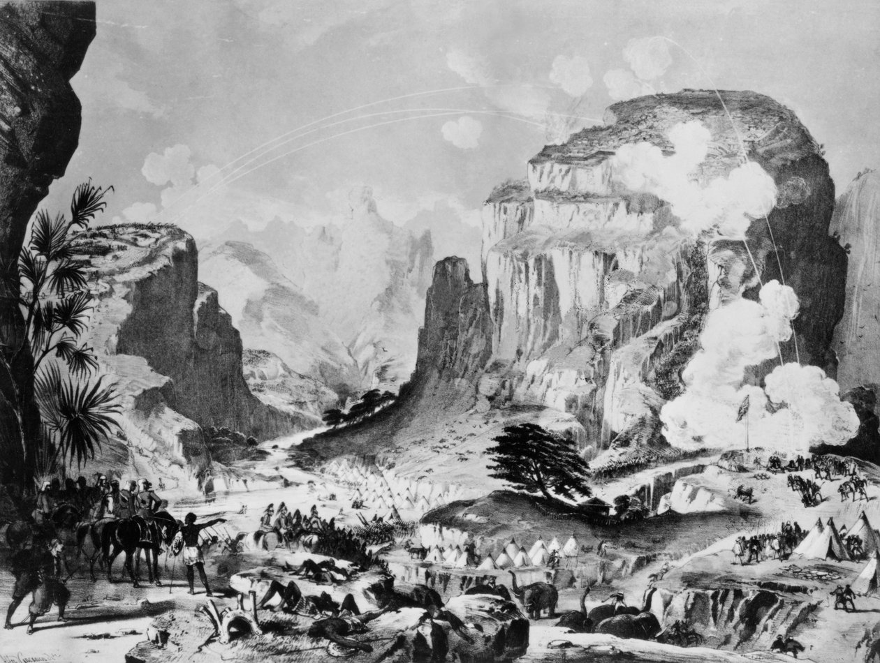 The Storming of Magdala by British troops under Sir Robert Napier, sketched by a Staff Officer and engraved by Alfred Concanen by English School