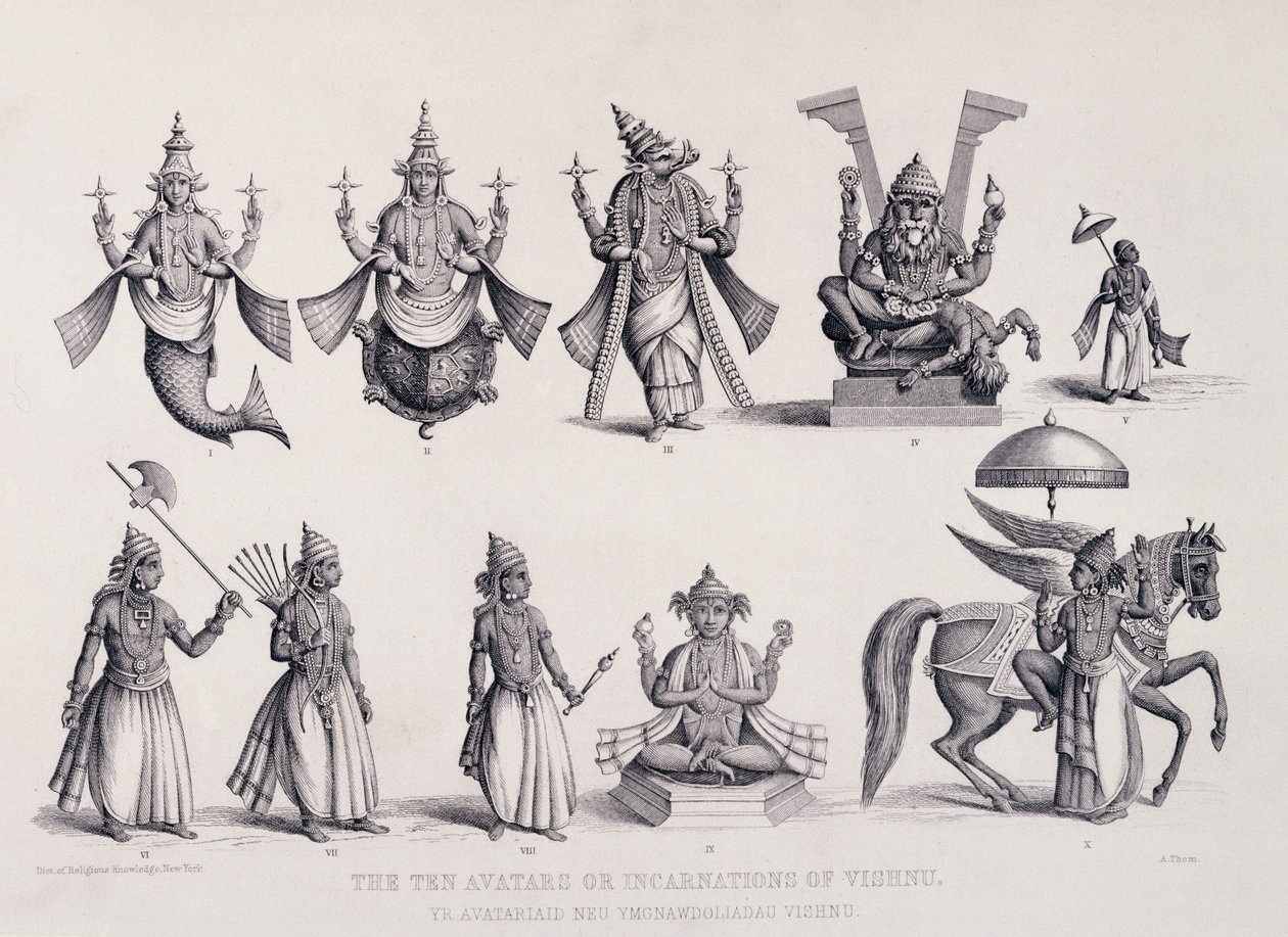 The Ten Avatars or Incarnations of Vishnu, engraved by A. Thorn, from 
