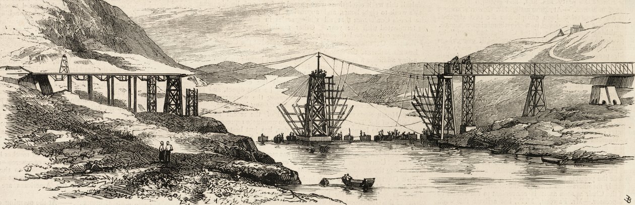 The Recent Tour of the Viceroy of India in the Punjaub: The New Bridge Over the Indus at Attock Now Nearly Completed, from 