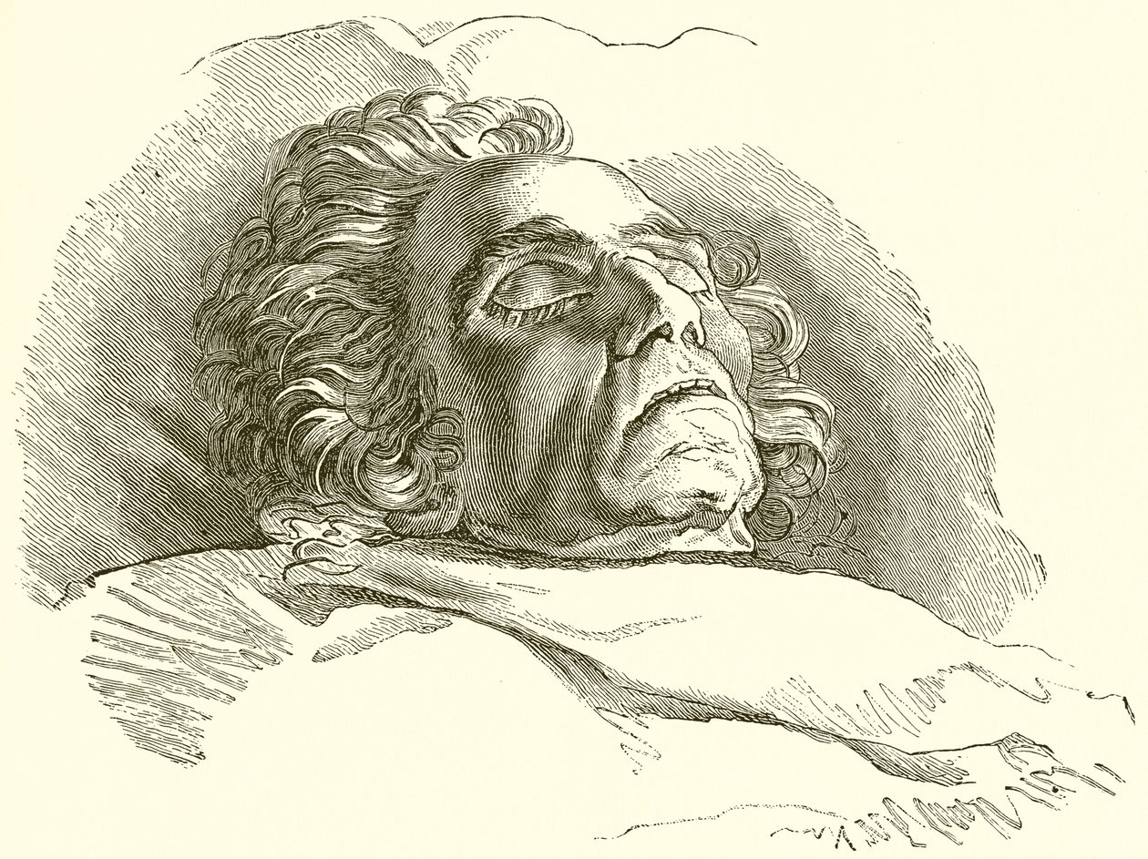 Beethoven on his Deathbed by English School