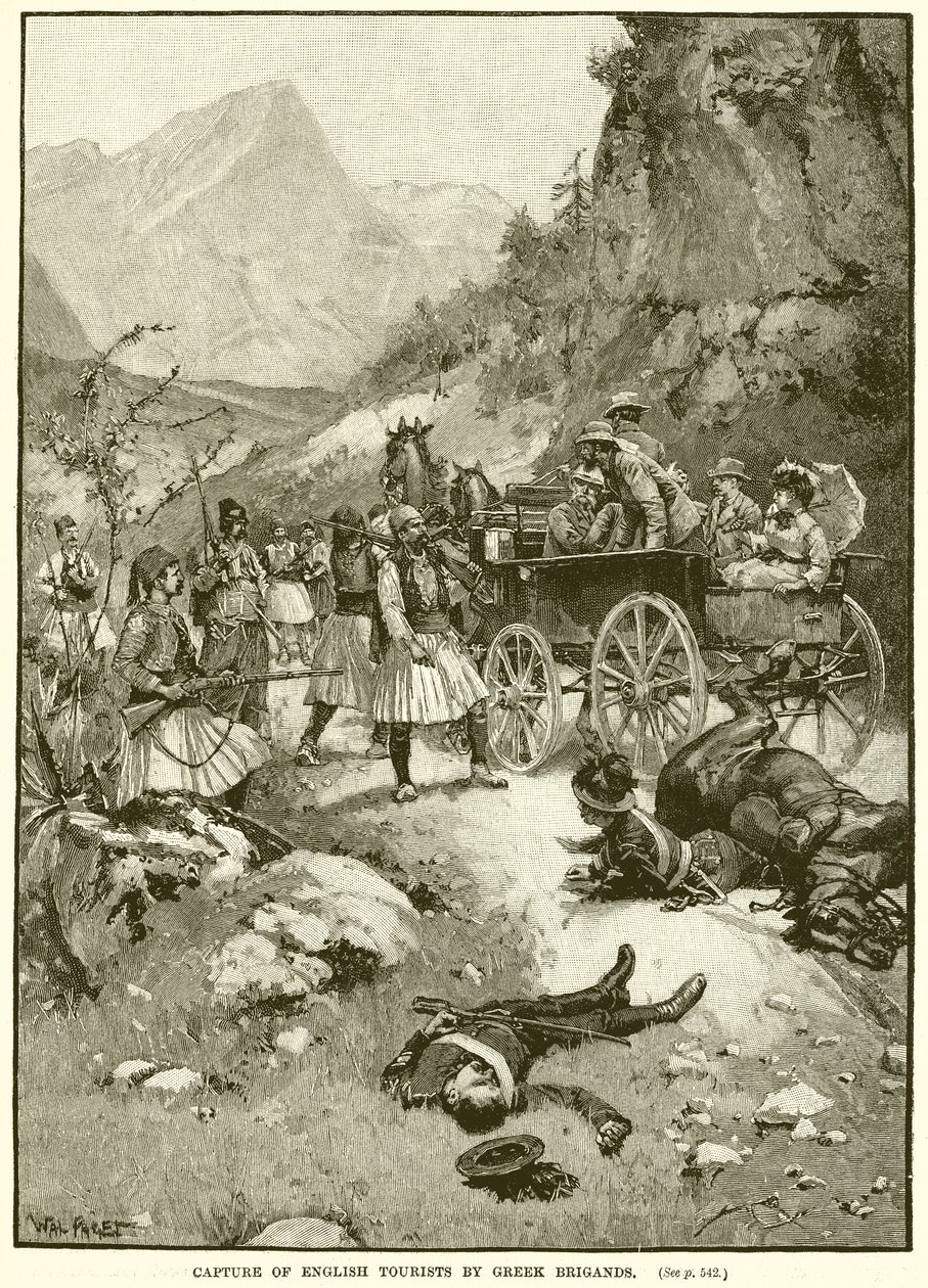 Capture of English Tourists by Greek Brigands by English School