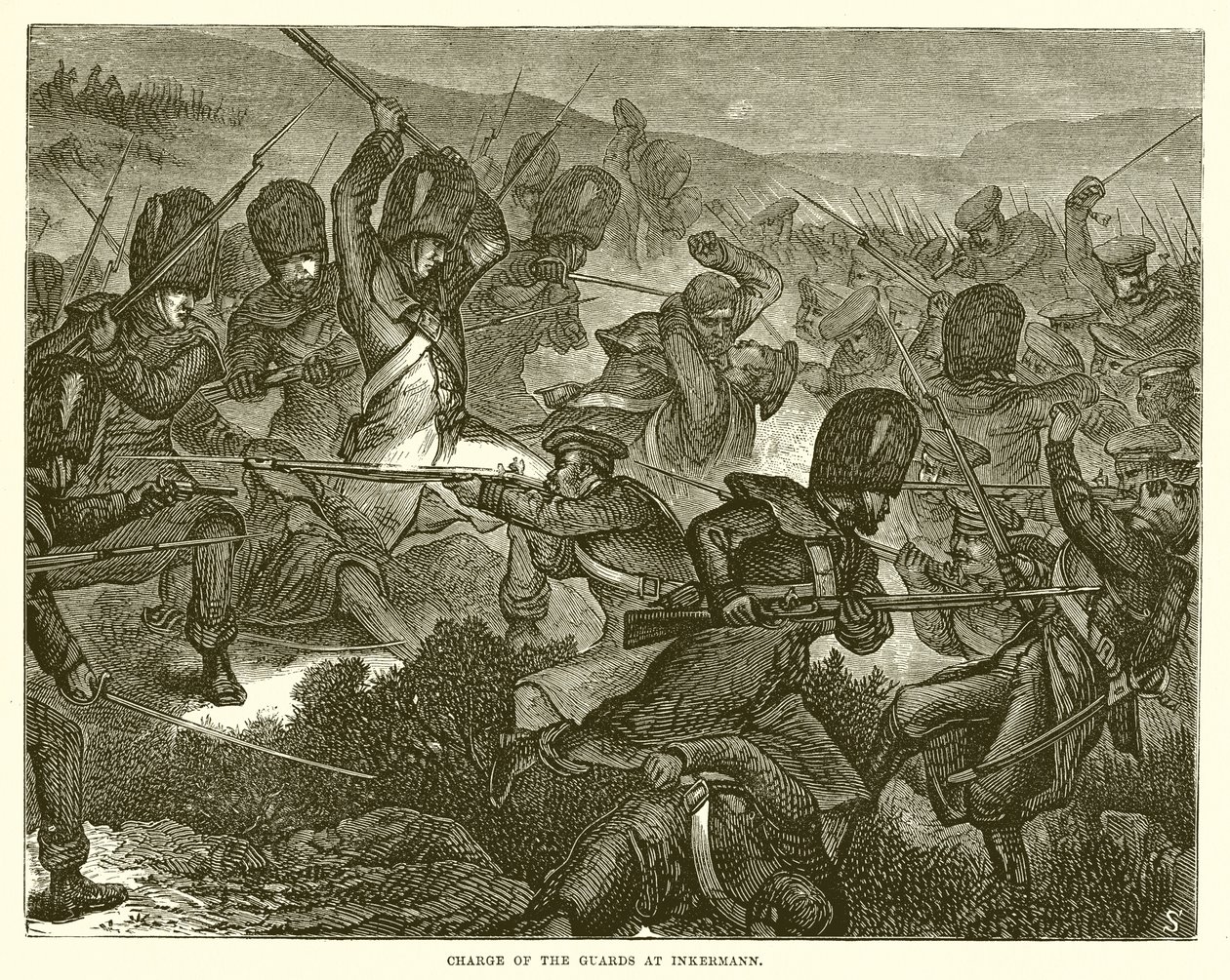 Charge of the Guards at Inkermann by English School