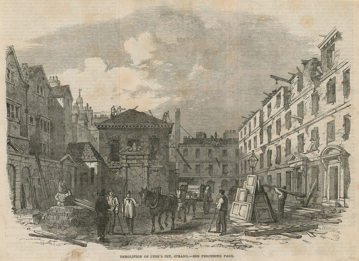 Demolition of Lyons Inn, Strand, London by English School