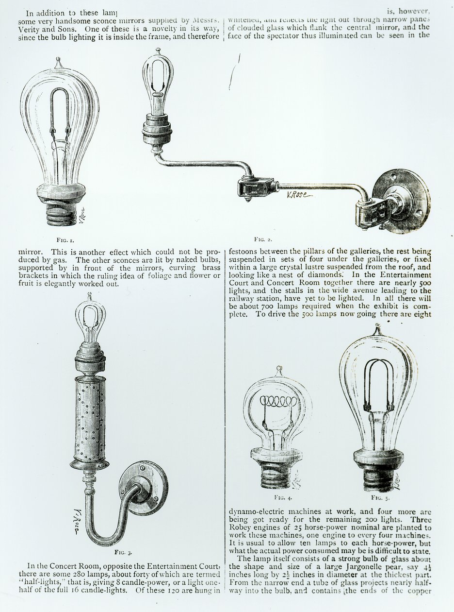 Diagrams of Lightbulbs and Their Brackets by English School