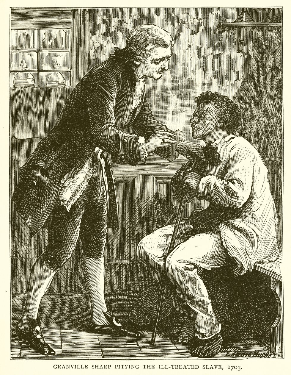 Granville Sharp pitying the Ill-Treated Slave, 1703 by English School