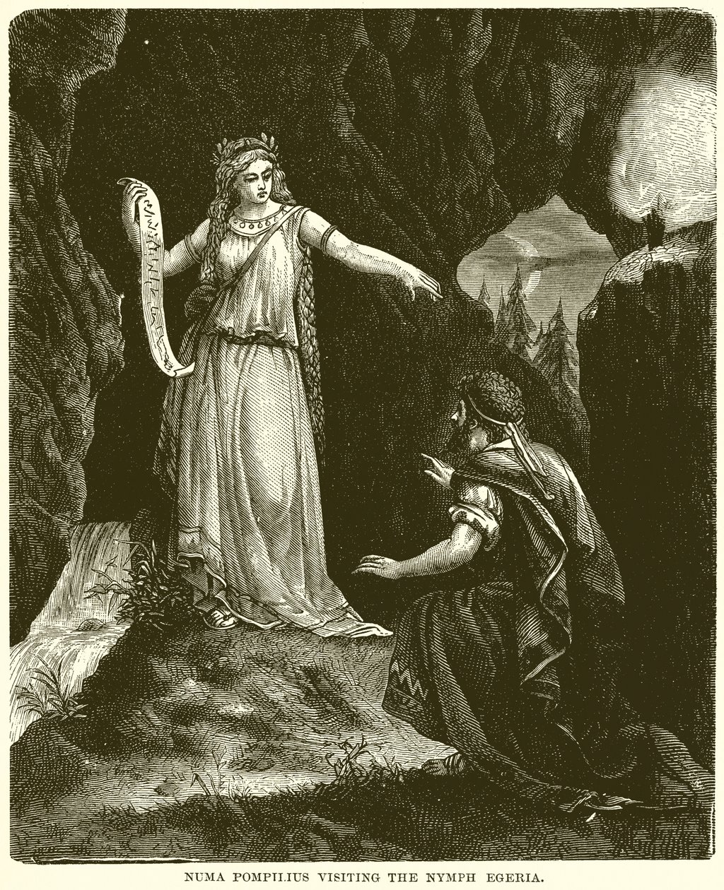 Numa Pompilius visiting the Nymph Egeria by English School