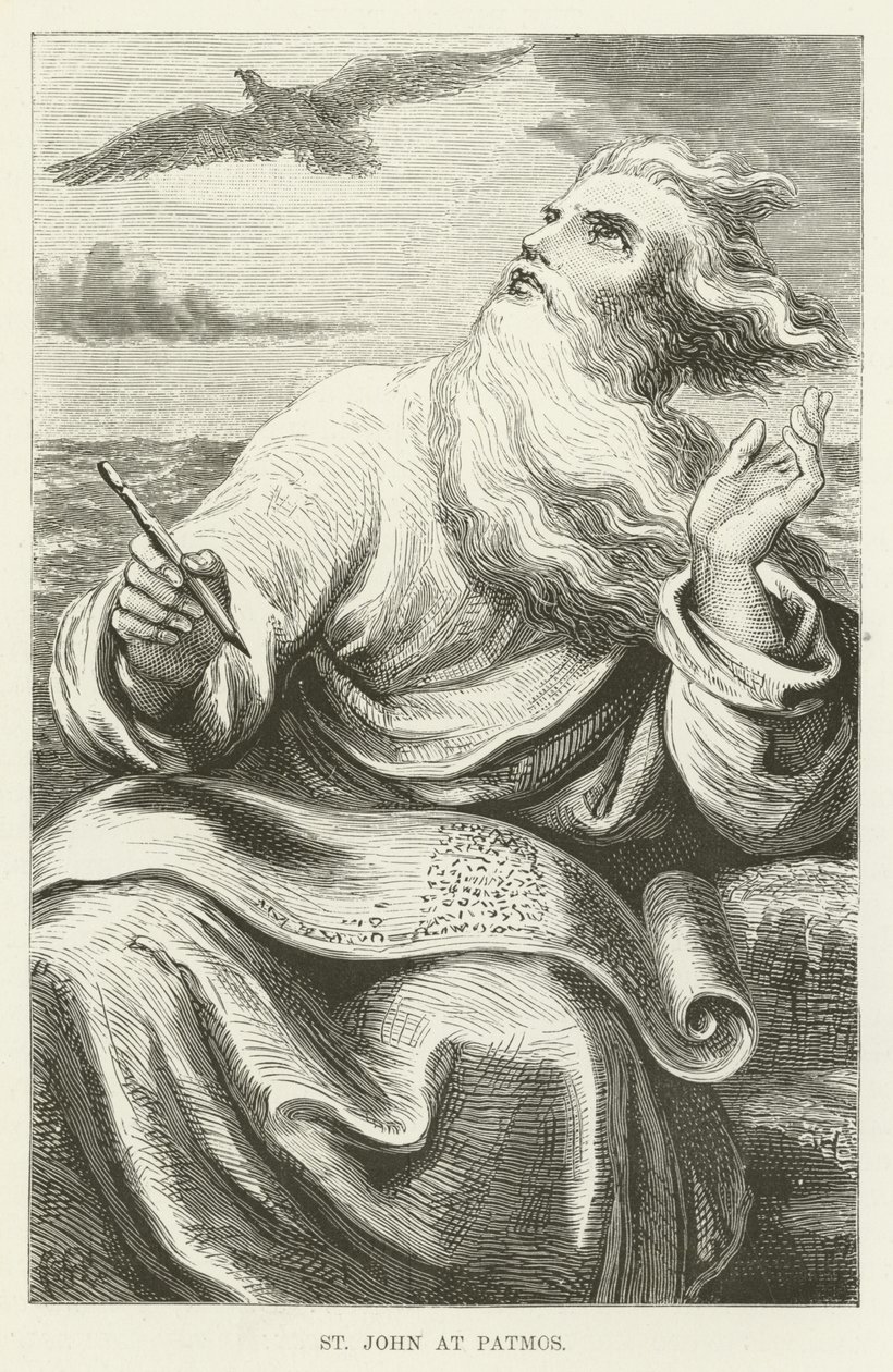 St John at Patmos by English School