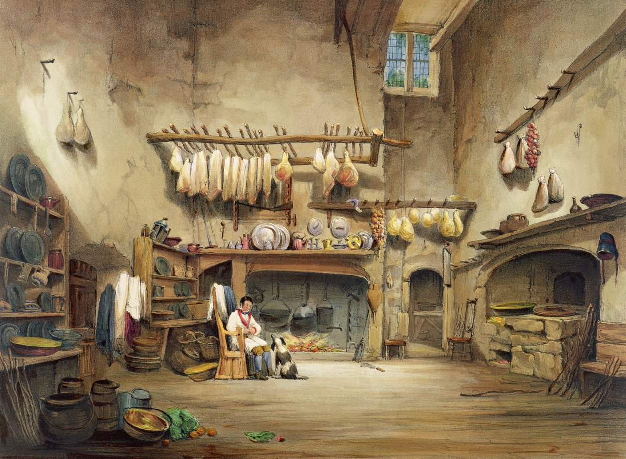 The Kitchen, Cotehele House, c.1830-40 by English School