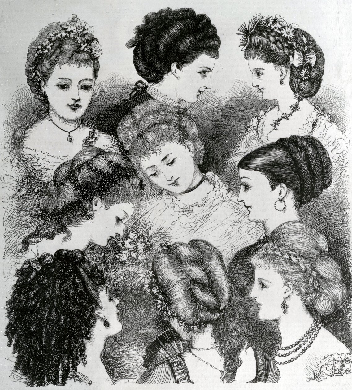 The Present Fashions in Hair by English School