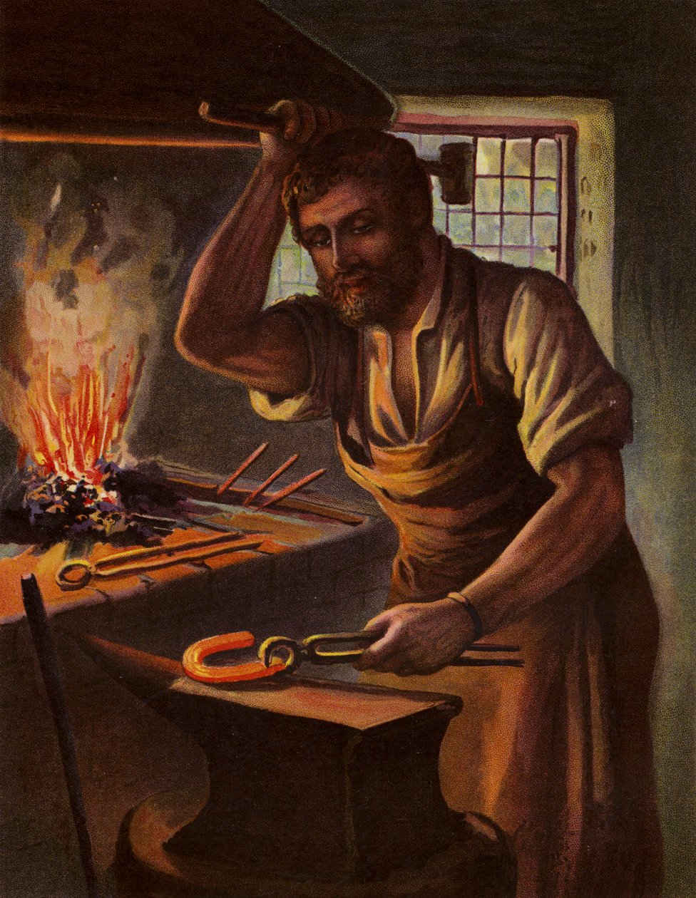 The Village Blacksmith by English School