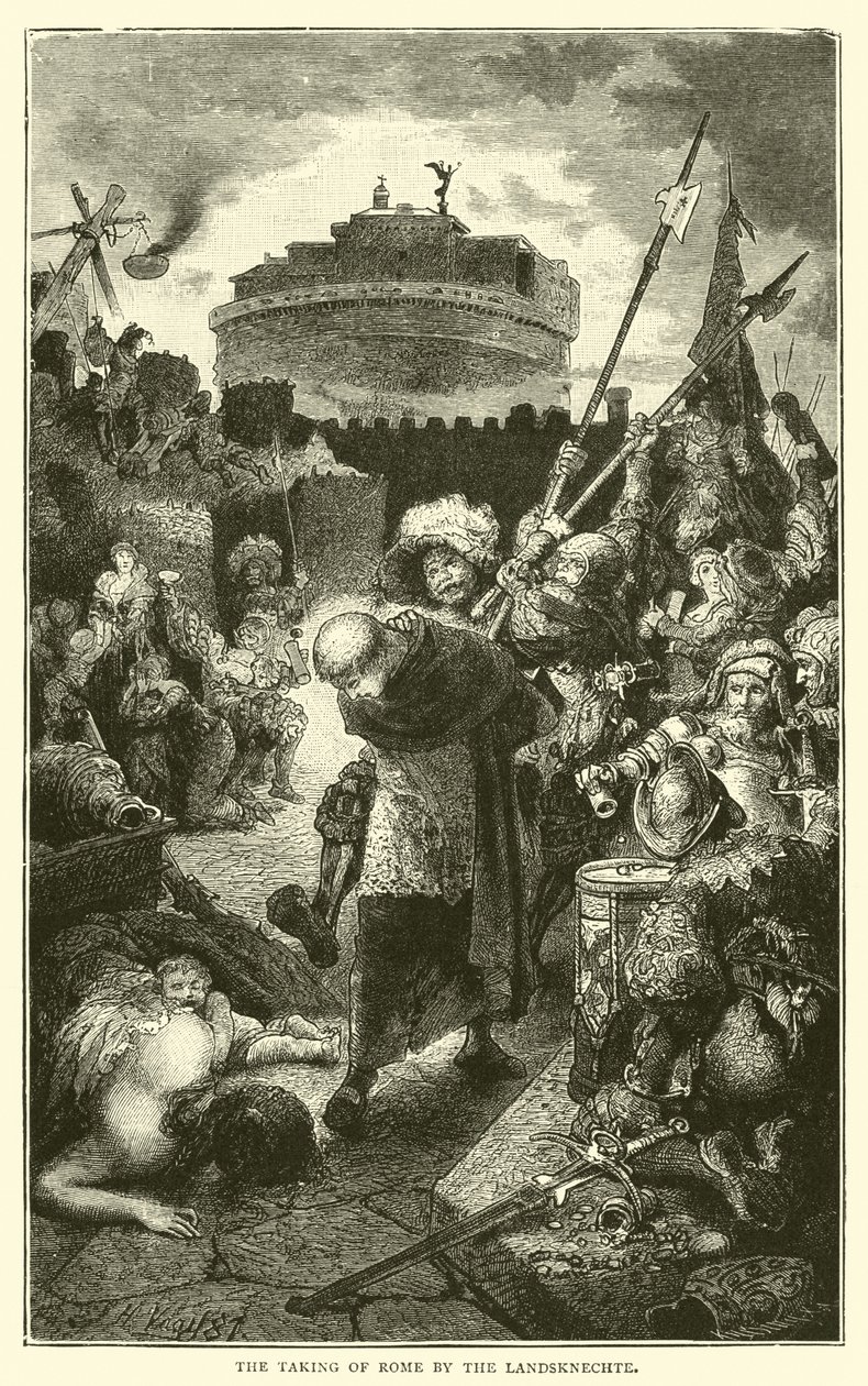 The Taking of Rome by the Landsknechte by English School