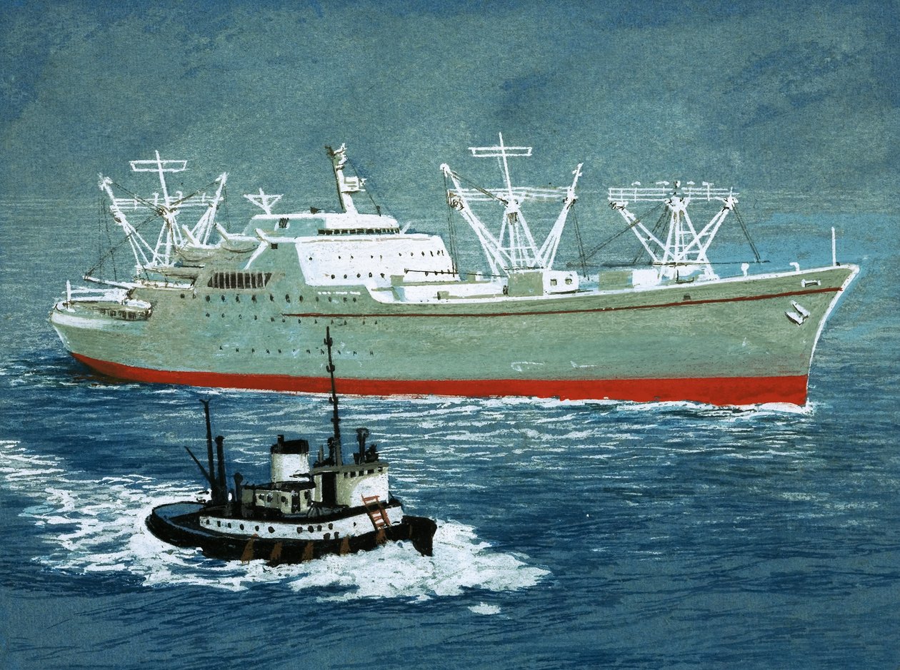 Unidentified Boat and Tugboat by English School