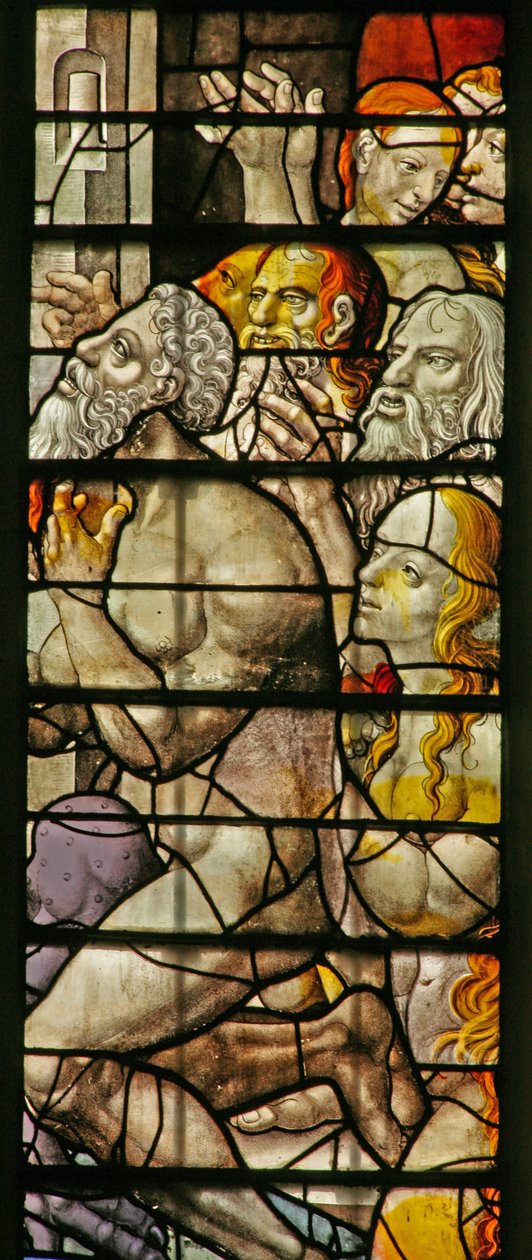 Window w15 depicting the Harrowing of Hell by English School