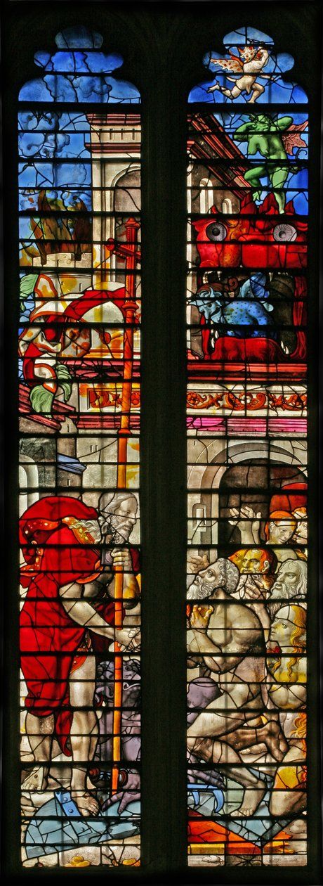 Window w15 depicting the Harrowing of Hell by English School