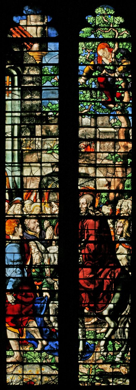 Window w8 depicting the Entry into Jerusalem by English School