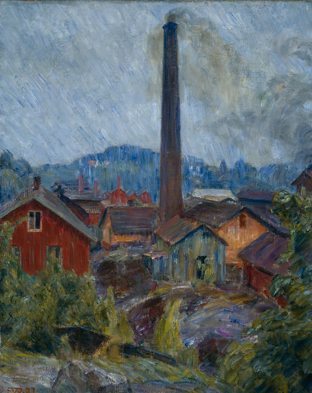 Factory Buildings at Lysaker by Erik Theodor Werenskiold