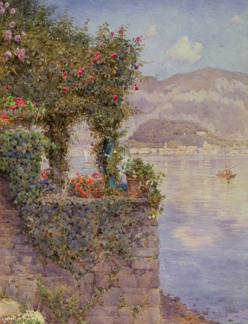 Bellagio from Tremezzo by Ernest Arthur Rowe