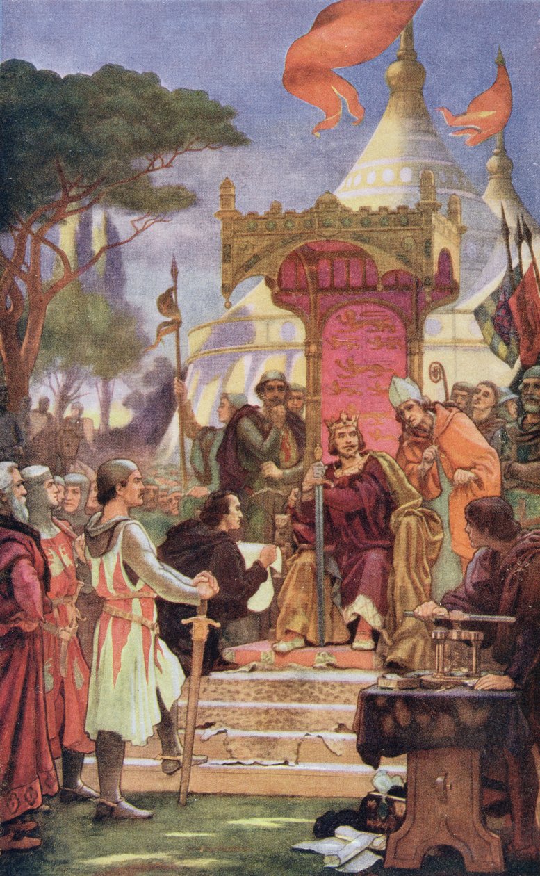 King John at the Signing of the Magna Carta, 15th June 1215, Illustration from 