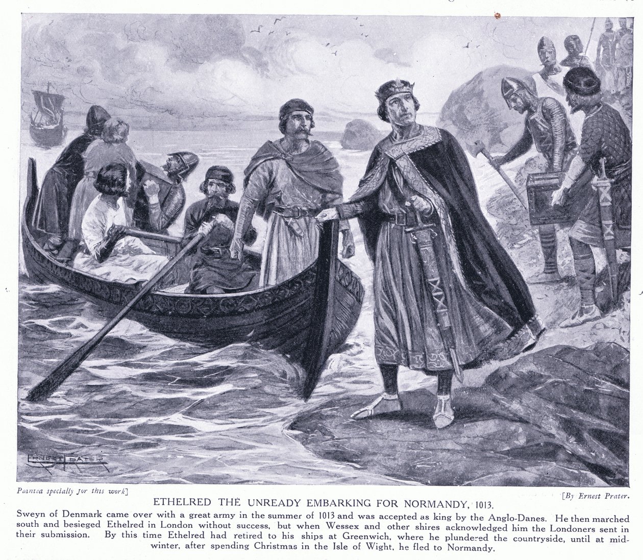 Ethelred the Unready embarking for Normandy AD1013 by Ernest Prater