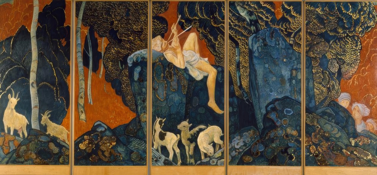Shepherd Playing the Flute by Ernest Bieler