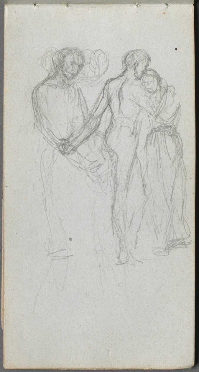 Sketchbook, page 10: Figures Embracing by Ernest Meissonier