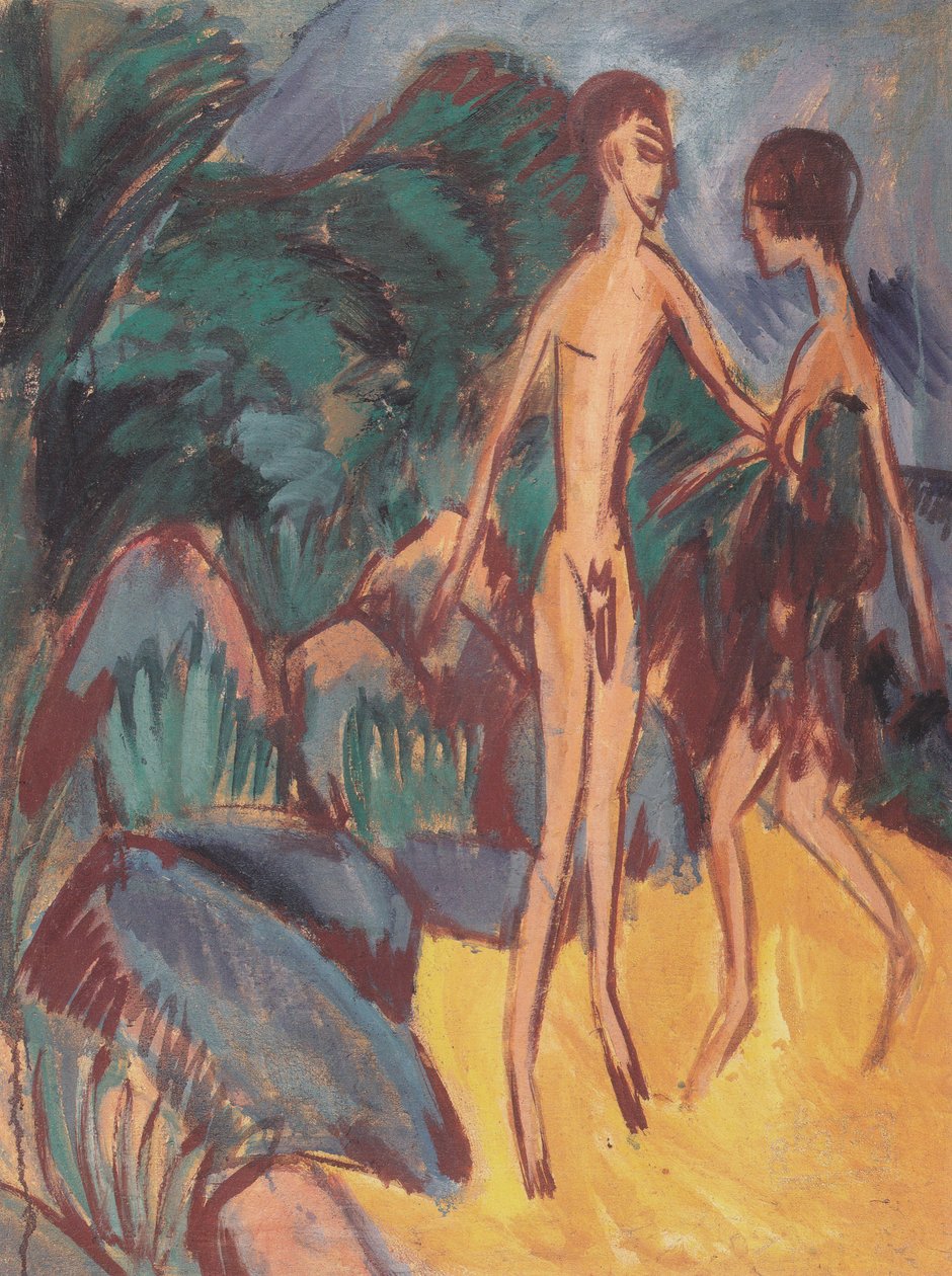 Naked Youth and Girl on the Beach by Ernst Ludwig Kirchner