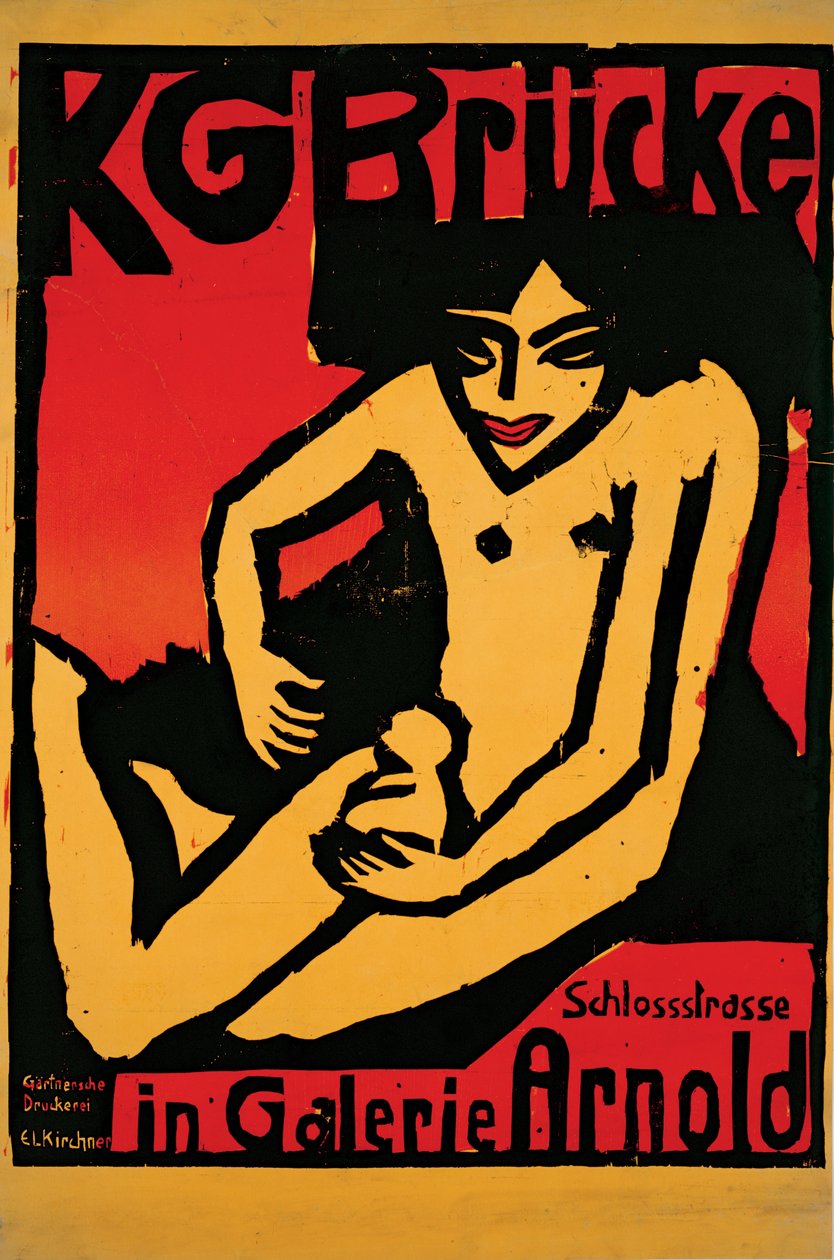 Poster for the Exhibition for the Artists Group Die Brücke at the Arnold Gallery Dresden by Ernst Ludwig Kirchner