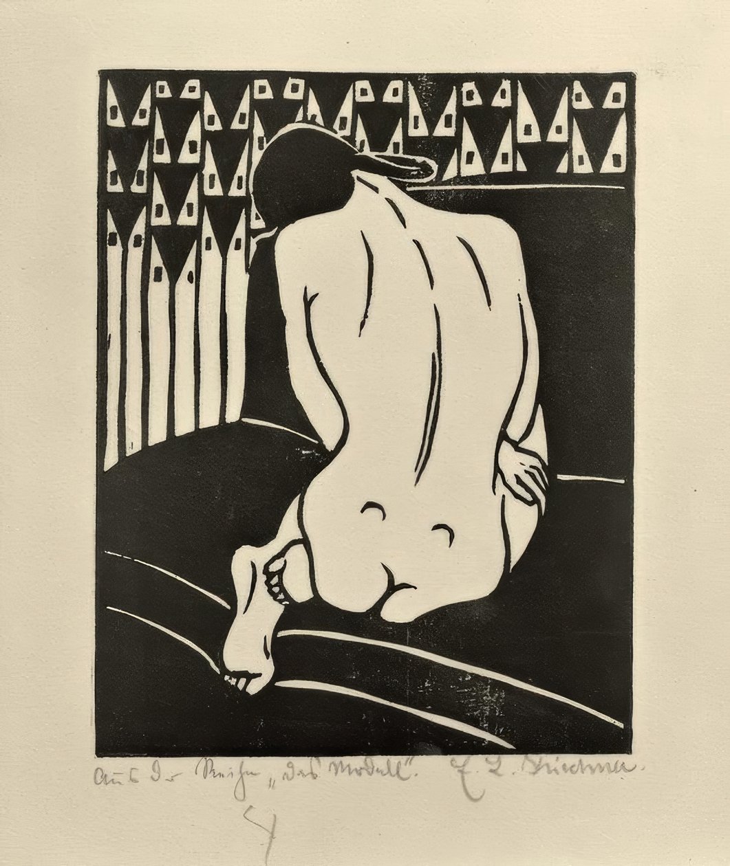 Crouching Nude, Seen from the Back by Ernst Ludwig Kirchner