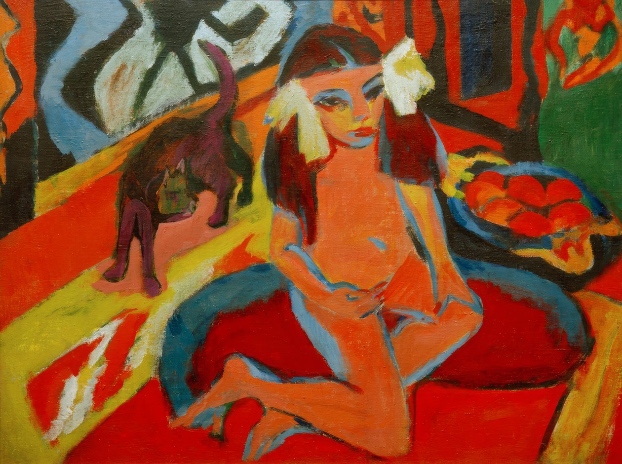 Girl with Cat, Fränzi by Ernst Ludwig Kirchner