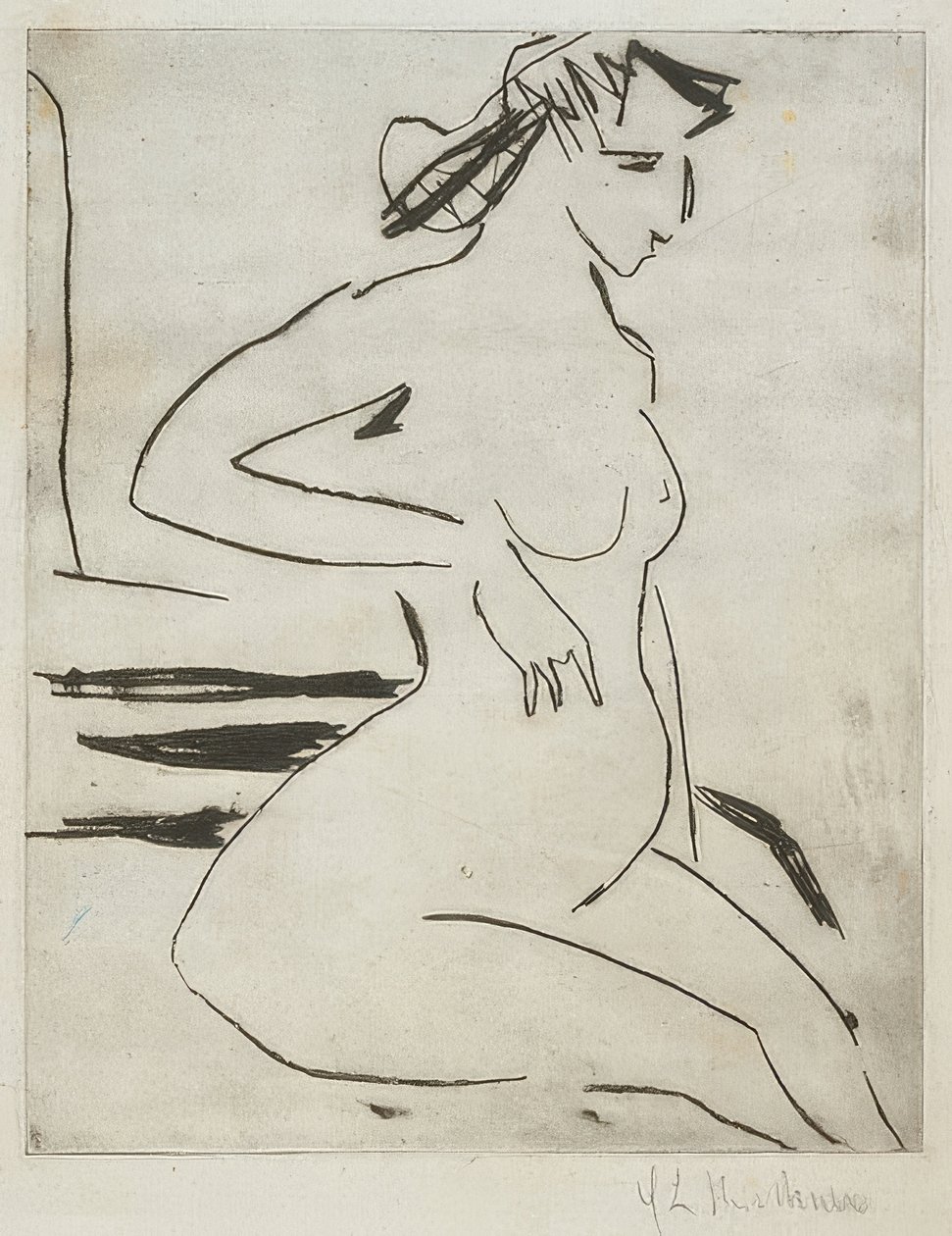 Pregnant Naked Woman, Sitting by Ernst Ludwig Kirchner